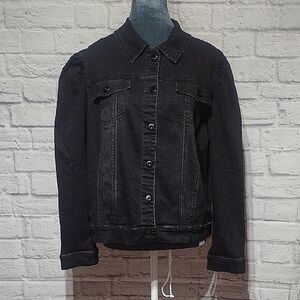 Oneworld Women's (L) Black Faded Distressed Jacket